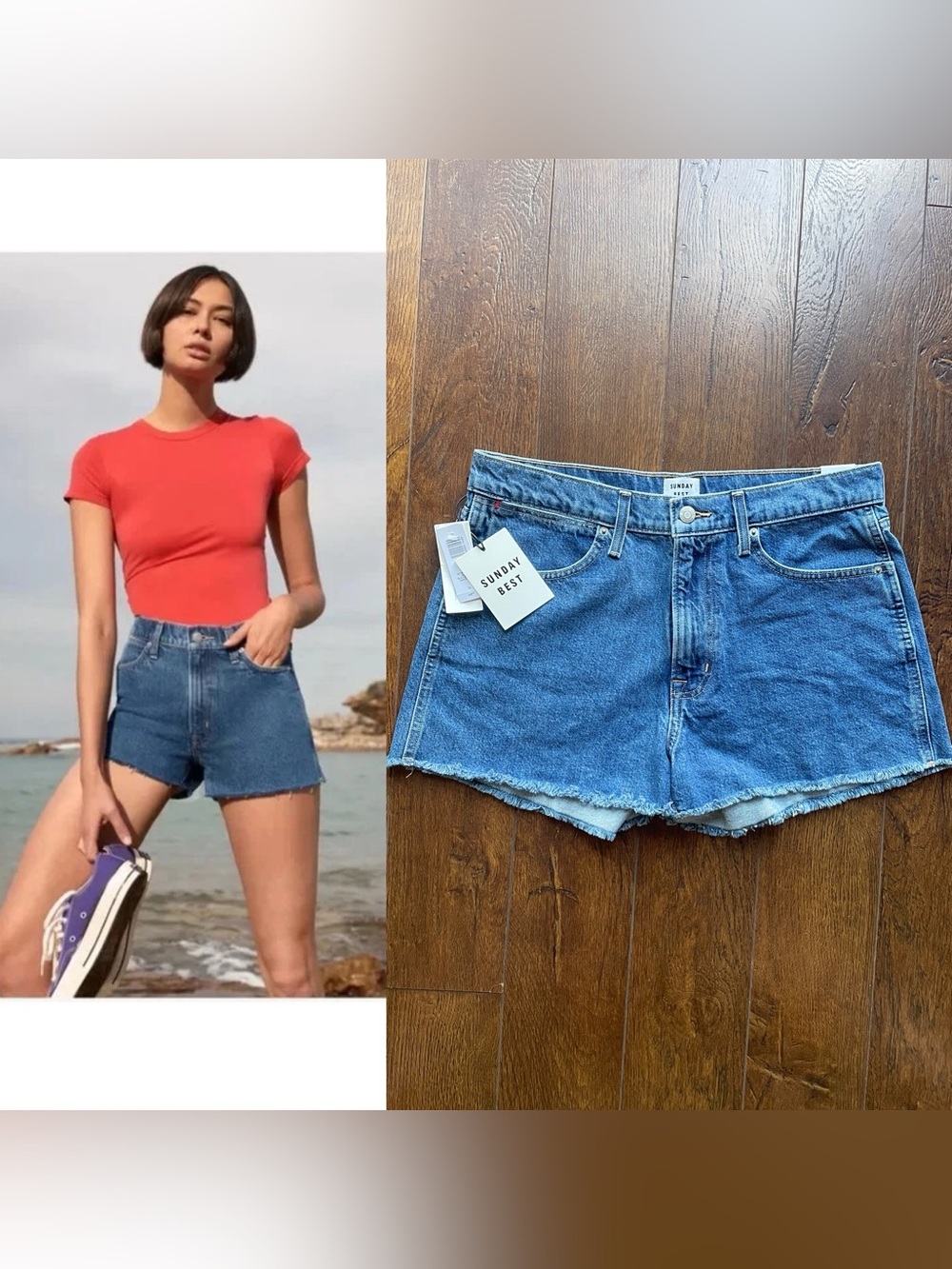 NWT Aritzia Sunday Best 90s Y2K Mid-Rise Cotton Denim Jean Shorts. Size 30.